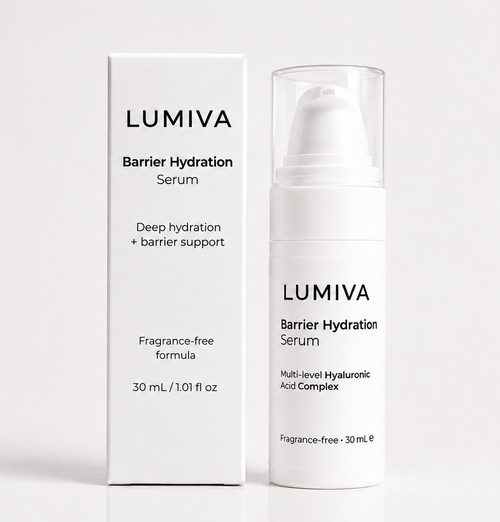 LUMIVA Barrier Hydration Serum packaging on a white background