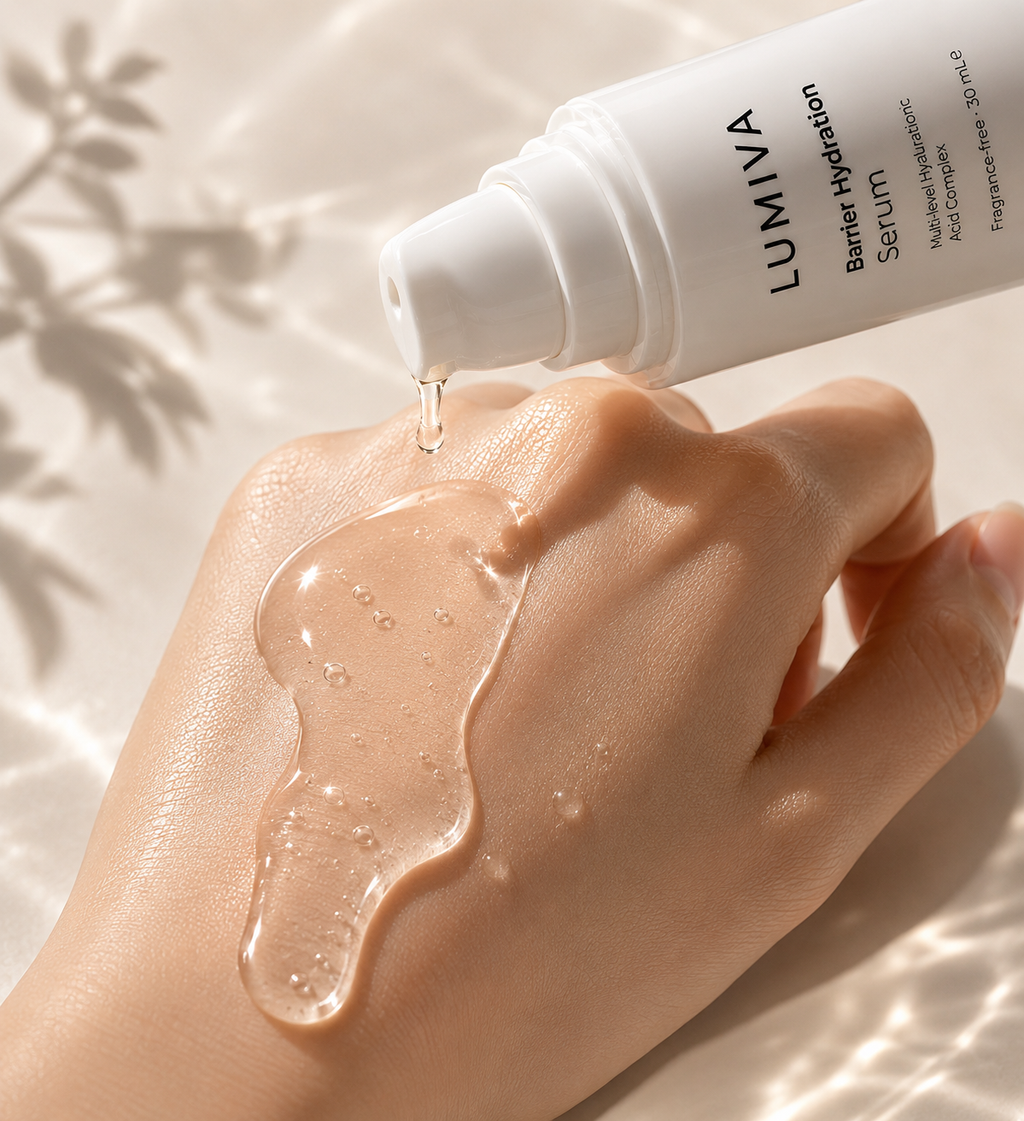 Hydrating serum texture with hyaluronic acid